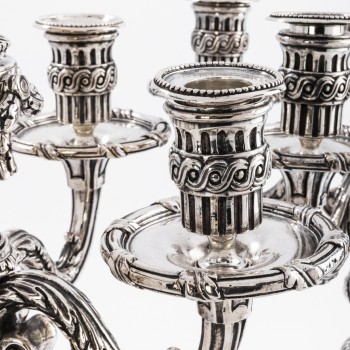 Christofle Paris, pair of candlesticks and a Louis XIV style candelabra -  Ref.100093