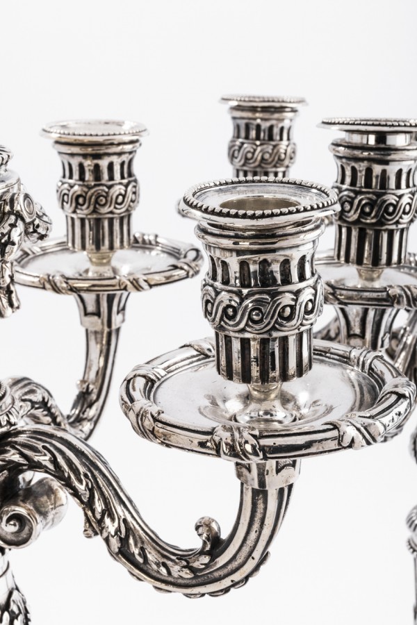 Christofle Paris, pair of candlesticks and a Louis XIV style candelabra -  Ref.100093