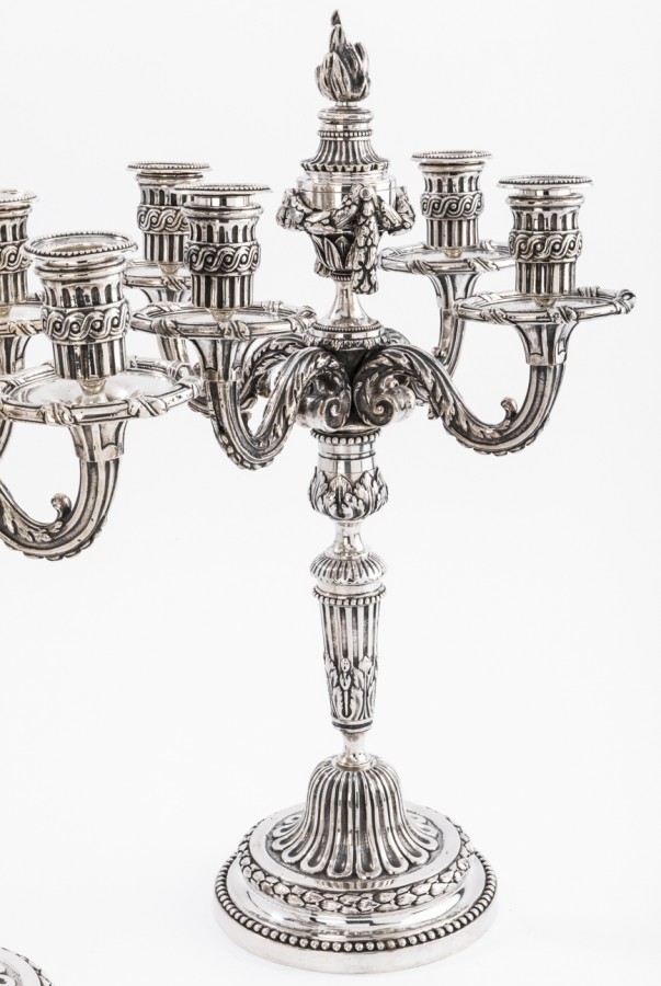 Christofle Paris, pair of candlesticks and a Louis XIV style candelabra -  Ref.100093