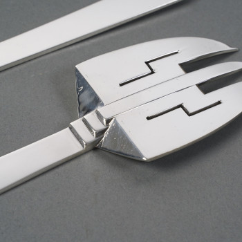 Fish Service Cutlery In Constructivist Art Deco Shape Circa 1930