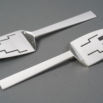 Fish Service Cutlery In Constructivist Art Deco Shape Circa 1930