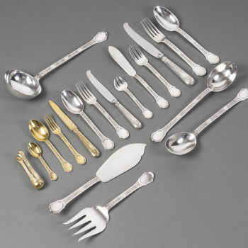 JEAN TETARD - STERLING SILVER FLATWARE "Versailles" 162 pieces