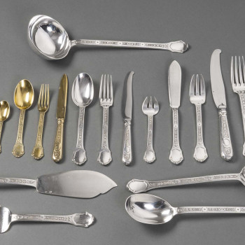 JEAN TETARD - STERLING SILVER FLATWARE "Versailles" 162 pieces