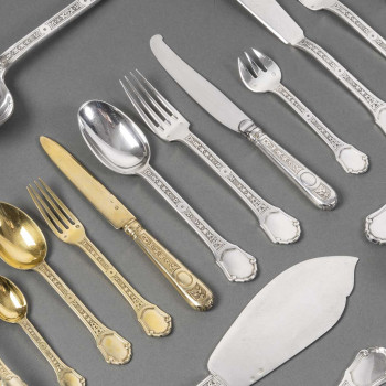 JEAN TETARD - STERLING SILVER FLATWARE "Versailles" 162 pieces