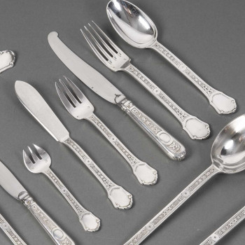 JEAN TETARD - STERLING SILVER FLATWARE "Versailles" 162 pieces