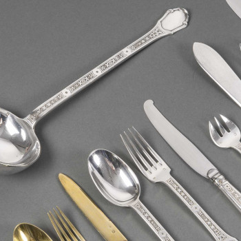 JEAN TETARD - STERLING SILVER FLATWARE "Versailles" 162 pieces