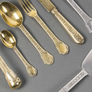 JEAN TETARD - STERLING SILVER FLATWARE "Versailles" 162 pieces