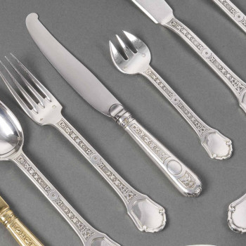 JEAN TETARD - STERLING SILVER FLATWARE "Versailles" 162 pieces