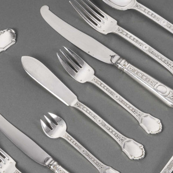 JEAN TETARD - STERLING SILVER FLATWARE "Versailles" 162 pieces