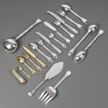 JEAN TETARD - STERLING SILVER FLATWARE "Versailles" 162 pieces