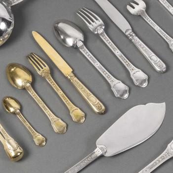 JEAN TETARD - STERLING SILVER FLATWARE "Versailles" 162 pieces