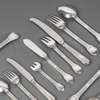 JEAN TETARD - STERLING SILVER FLATWARE "Versailles" 162 pieces