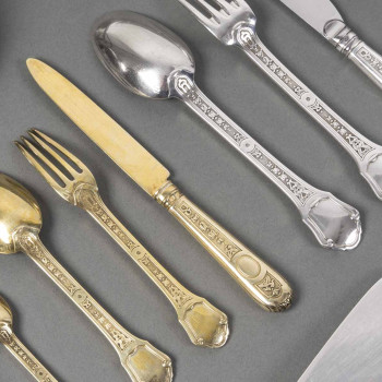 JEAN TETARD - STERLING SILVER FLATWARE "Versailles" 162 pieces