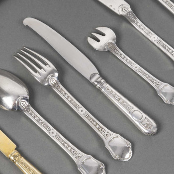 JEAN TETARD - STERLING SILVER FLATWARE "Versailles" 162 pieces