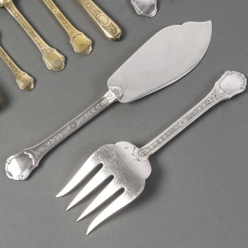 JEAN TETARD - STERLING SILVER FLATWARE "Versailles" 162 pieces