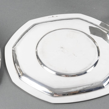 JEAN E. PUIFORCAT - PAIRE DE SAUCIERES ARGENT MASSIF ART DECO