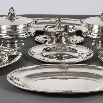 J.PIAULT & R. LINZELER - Rare Silver Plateware 10 Shaped Pieces Late 19th Century