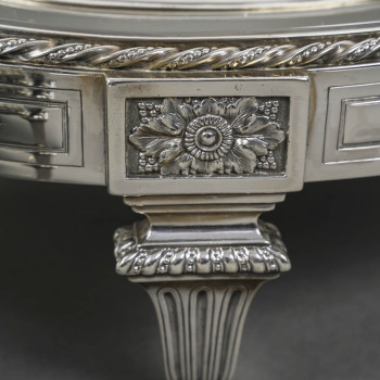 BOIN TABURET – THREE-PART TABLE CENTERPIECE SOLID SILVER LATE 19TH CENTURY