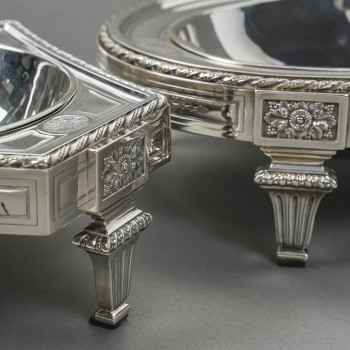 BOIN TABURET – THREE-PART TABLE CENTERPIECE SOLID SILVER LATE 19TH CENTURY