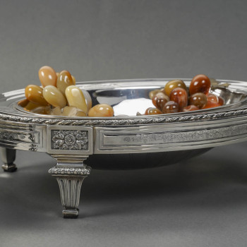 BOIN TABURET – THREE-PART TABLE CENTERPIECE SOLID SILVER LATE 19TH CENTURY