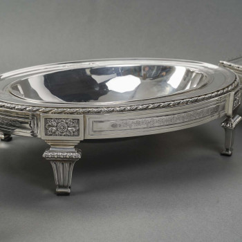 BOIN TABURET – THREE-PART TABLE CENTERPIECE SOLID SILVER LATE 19TH CENTURY