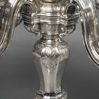 Orfèvre TETARD – Paire de Candélabres 5 lumières en argent massif XXe