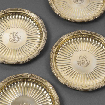 BOINTABURET – Set of six 19th century silver-gilt bottle coasters