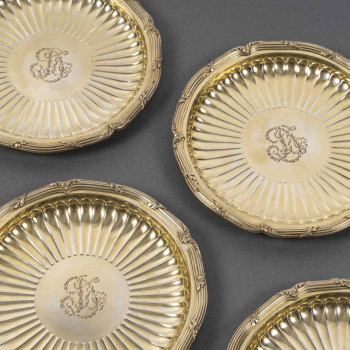 BOINTABURET – Set of six 19th century silver-gilt bottle coasters