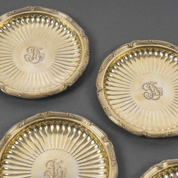 BOINTABURET – Set of six 19th century silver-gilt bottle coasters