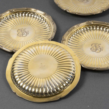 BOINTABURET – Set of six 19th century silver-gilt bottle coasters