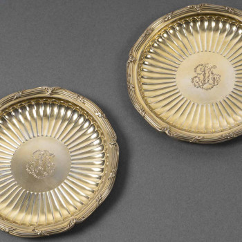 BOINTABURET – Set of six 19th century silver-gilt bottle coasters