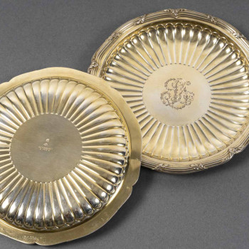 BOINTABURET – Set of six 19th century silver-gilt bottle coasters