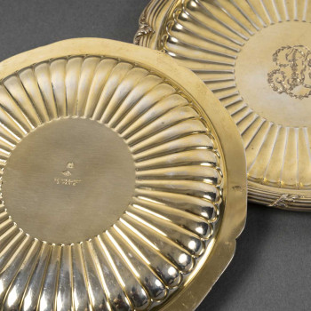 BOINTABURET – Set of six 19th century silver-gilt bottle coasters