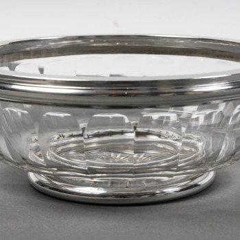 BACCARAT - CRYSTAL CAVIAR BOWL TWO PIECES CUT 20th ART DECO