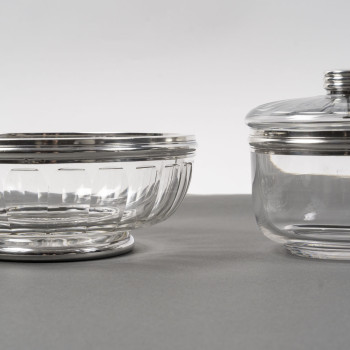 BACCARAT - BOL A CAVIAR EN CRISTAL TAILLE DEUX PIECES XXè ART DECO