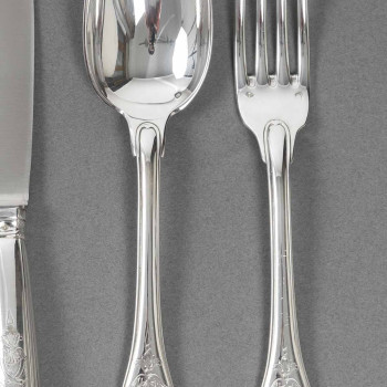 JEAN PUIFORCAT – 72-Pieces Solid Silver Cutlery Set – ELYSEE  Model, unnumbered.