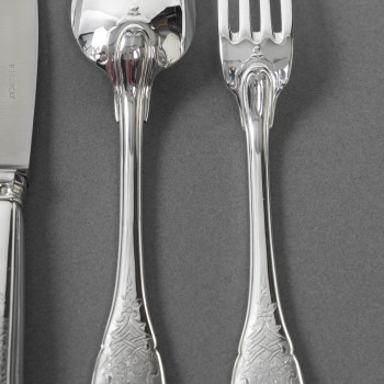 JEAN PUIFORCAT – 72-Pieces Solid Silver Cutlery Set – ELYSEE  Model, unnumbered.