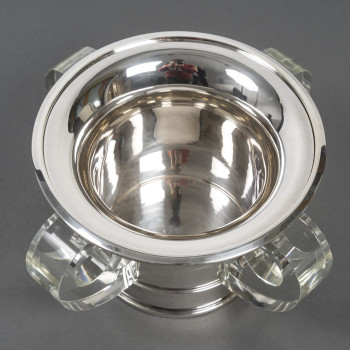 JEAN ELISEE PUIFORCAT – ART DECO silver and crystal cooler