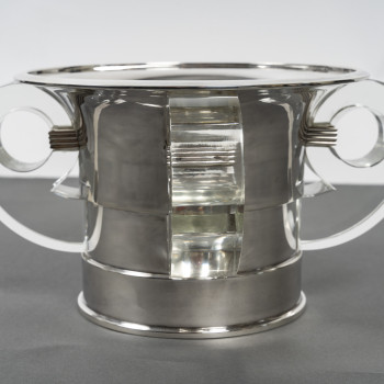 JEAN ELISEE PUIFORCAT – ART DECO silver and crystal cooler