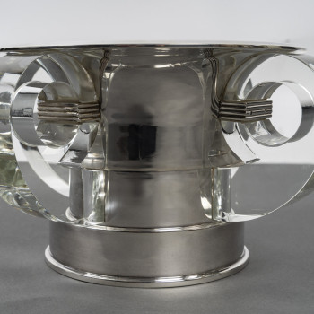 JEAN ELISEE PUIFORCAT – ART DECO silver and crystal cooler