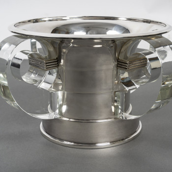 JEAN ELISEE PUIFORCAT – ART DECO silver and crystal cooler