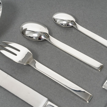 TETARD FRERES ART DECO solid silver flatware set “BEAUBOURG” model