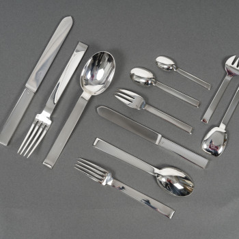 TETARD FRERES ART DECO solid silver flatware set “BEAUBOURG” model