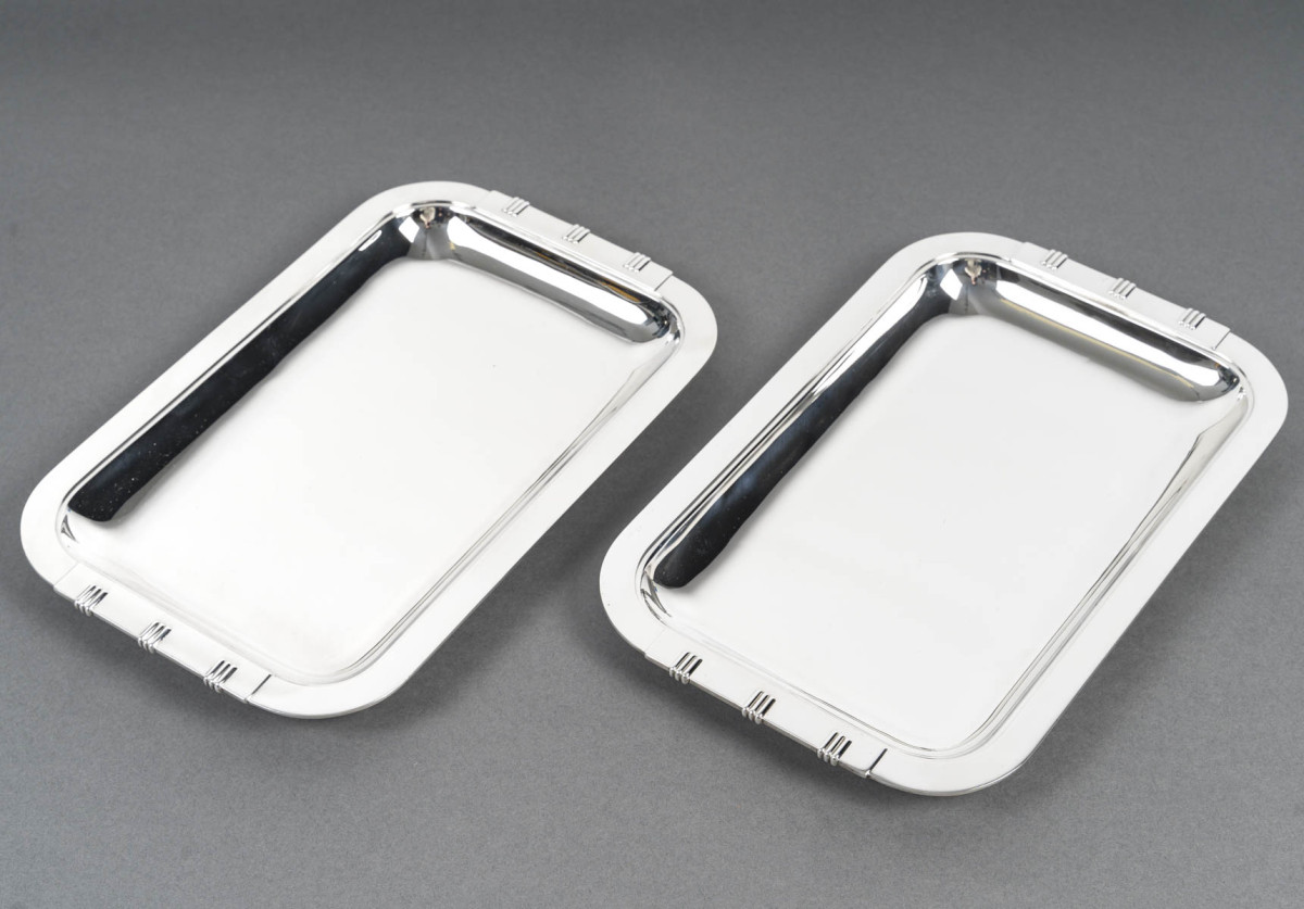 JEAN E. PUIFORCAT - Pair of rectangular dishes Model "DEAUVILLE" ART DECO period