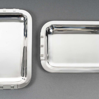 JEAN E. PUIFORCAT - Pair of rectangular dishes Model "DEAUVILLE" ART DECO period