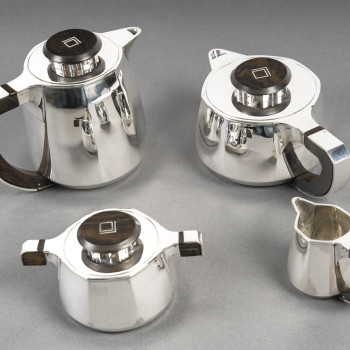 Jean E Puiforcat 4-Piece Solid Silver Art Deco Tea and Coffee Set