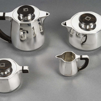 Jean E Puiforcat 4-Piece Solid Silver Art Deco Tea and Coffee Set