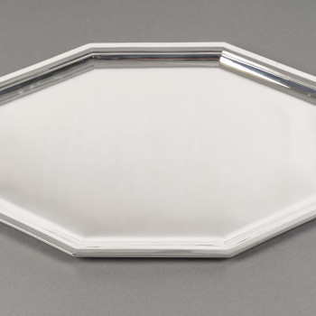 RAVINET D'ENFERT - Octagonal solid silver tray ART DECO 20th century