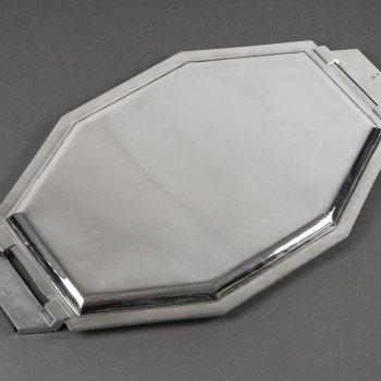 RAVINET D'ENFERT - Octagonal solid silver tray ART DECO 20th century