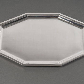 RAVINET D'ENFERT - Octagonal solid silver tray ART DECO 20th century